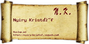 Nyiry Kristóf névjegykártya